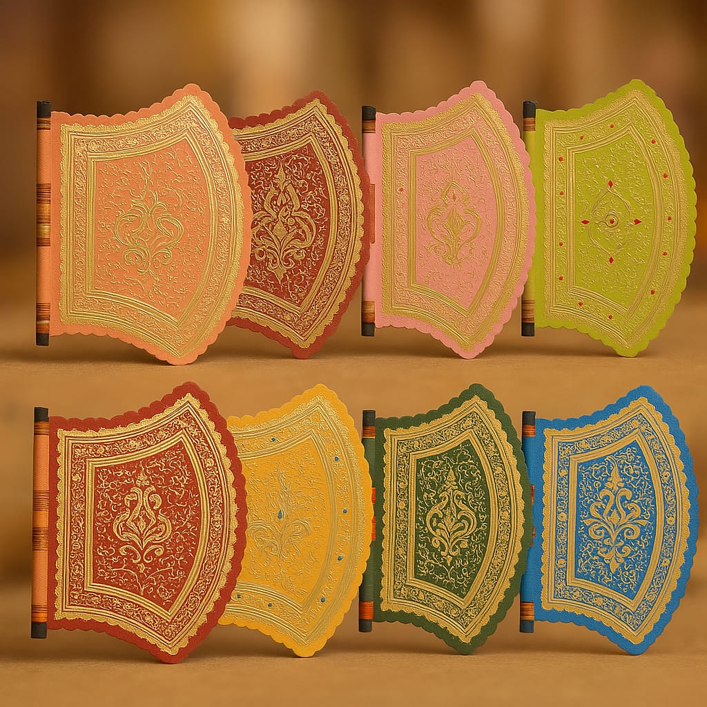 Designer Fan Shape Shagun Envelope – Traditional Vinjano Style (Pack of 25)
