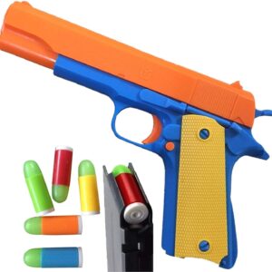 Soft Bullet Toy Gun with Ejecting Magazine – Realistic, Safe & Fun Roleplay Toy for Kids (Multicolour)
