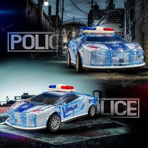 Friction Powered Police Car with Lights Music Super Speed Colorful Dazzling Lights and Sound Siren Pullback Cop Vehicle Toy