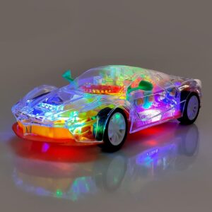 Concept Musical and 3D Lights Transparent Car Toy – Multicolor (For Kids Age 2 to 5 Years)